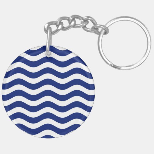 Wavy Navy Stripes decor Sleutelhanger (Achterkant Rechts)