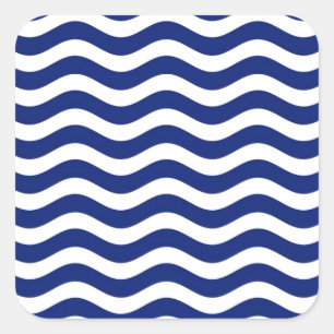 Wavy Navy Stripes decor Vierkante Sticker