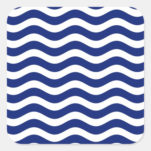 Wavy Navy Stripes decor Vierkante Sticker (Voorkant)