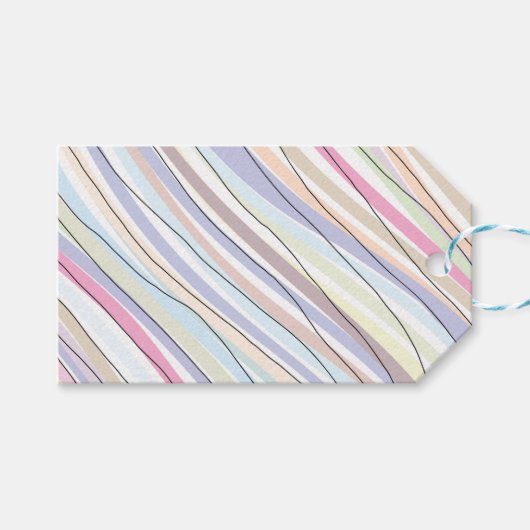 Wavy pastelkleuren cadeaulabel (Voorkant (Horizontaal))