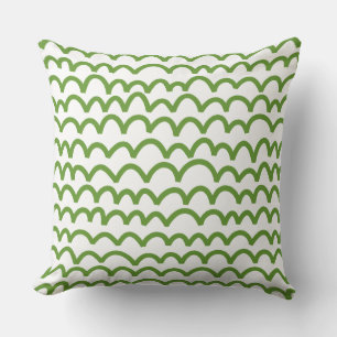 Wavy Pattern - Avocado Green over White Kussen