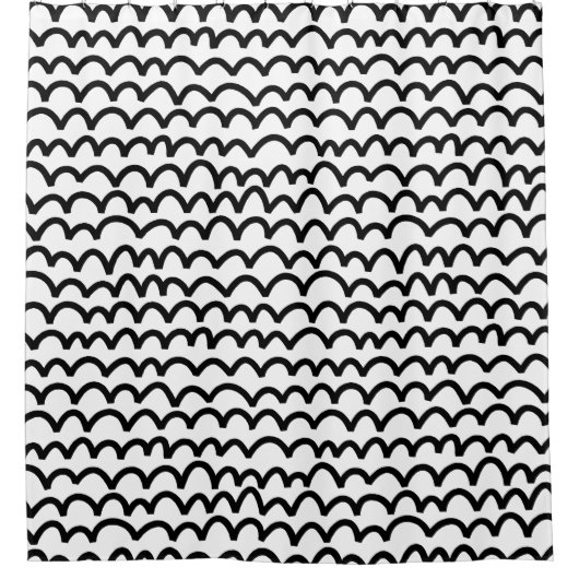 Wavy Pattern - Black on White Douchegordijn (Voorkant)