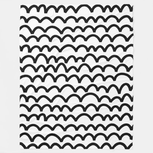 Wavy Pattern - Black on White Fleece Deken (Voorkant)