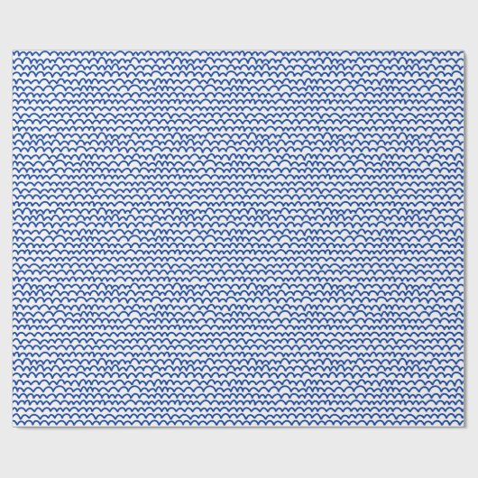 Wavy Pattern - Navy Blue op White Cadeaupapier (Vlak)