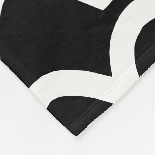 Wavy Pattern - White on Black Fleece Deken (Hoek)