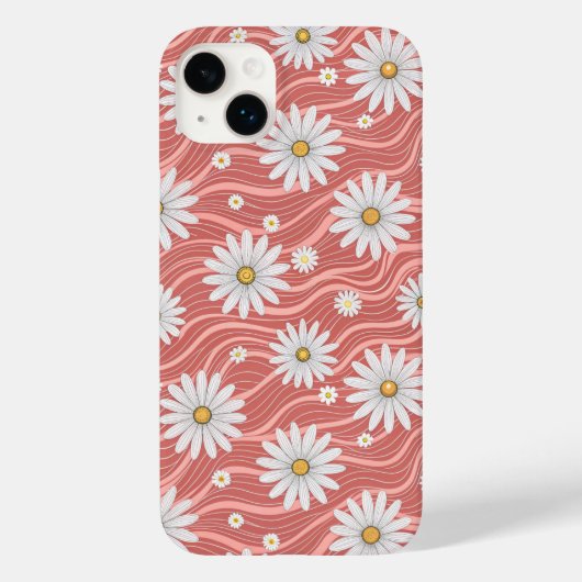 Wavy Pink Daisies Case-Mate iPhone Case (Achterkant)