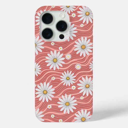 Wavy Pink Daisies Case-Mate iPhone Case (Achterkant)
