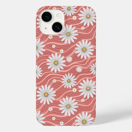 Wavy Pink Daisies Case-Mate iPhone Case (Achterkant)