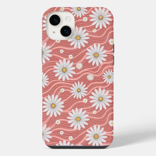 Wavy Pink Daisies iPhone Hoesje (Achterkant)