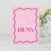 Wavy Pink Hens Party Invitation - Sonny Kaart (Staand voorkant)