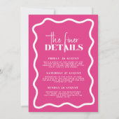 Wavy Pink Hens Party Invitation - Sonny Kaart (Achterkant)
