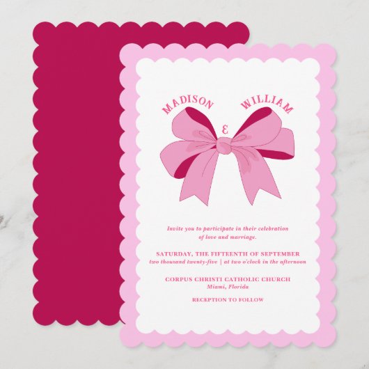 Wavy Pink Wedding Kaart (Voorkant / Achterkant)