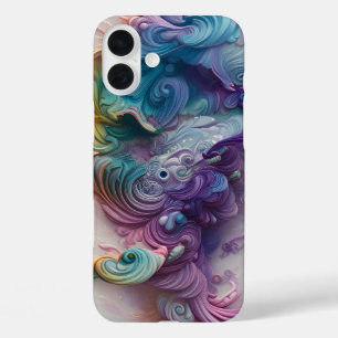 Wavy Rainbow Pastels AI Art iPhone 16 Plus Hoesje