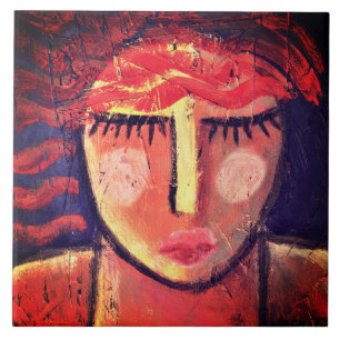 Wavy Red Hair - Abstract portret van een Vrouw ker Tegeltje