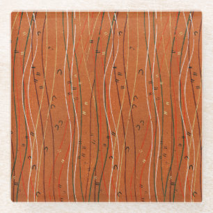 Wavy Red Stripes Japans Abstract Glazen Onderzetter