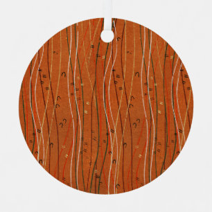 Wavy Red Stripes Japans Abstract Metalen Ornament