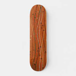 Wavy Red Stripes Japans Abstract Skateboard