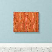 Wavy Red Stripes: moderne Japanse Abstracte kunst Canvas Afdruk (Insitu (Houten vloer))