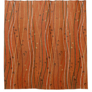 Wavy Red Stripes: moderne Japanse Abstracte kunst Douchegordijn