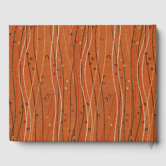 Wavy Red Stripes: moderne Japanse Abstracte kunst Gastenboek (Achterkant)