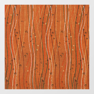 Wavy Red Stripes: moderne Japanse Abstracte kunst Raamsticker