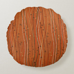 Wavy Red Stripes: moderne Japanse Abstracte kunst Rond Kussen