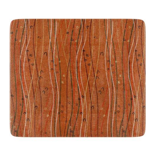 Wavy Red Stripes: moderne Japanse Abstracte kunst Snijplank (Voorkant)