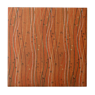 Wavy Red Stripes: moderne Japanse Abstracte kunst Tegeltje