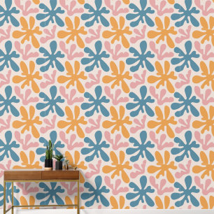 Wavy Retro Groovy Pastel Floral Pattern Behang