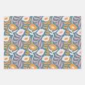  Wavy Retro Groovy Pastel Floral Pattern Inpakpapier Vel (Voorkant 2)