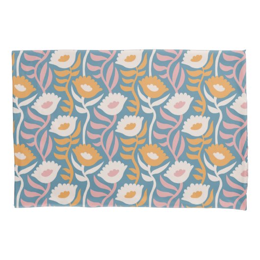  Wavy Retro Groovy Pastel Floral Pattern Kussensloop (Voorkant)