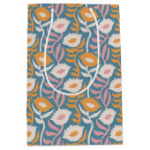  Wavy Retro Groovy Pastel Floral Pattern Medium Cadeauzakje (Voorkant)