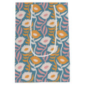  Wavy Retro Groovy Pastel Floral Pattern Medium Cadeauzakje (Achterkant)