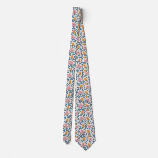  Wavy Retro Groovy Pastel Floral Pattern Stropdas (Achterkant)