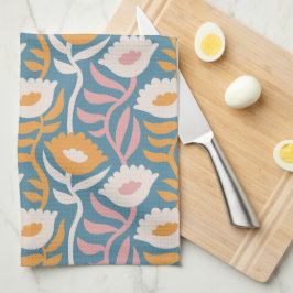  Wavy Retro Groovy Pastel Floral Pattern Theedoek