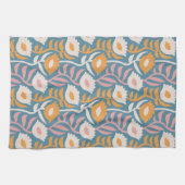  Wavy Retro Groovy Pastel Floral Pattern Theedoek (Horizontaal)