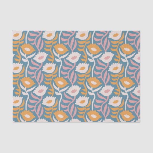  Wavy Retro Groovy Pastel Floral Pattern Tissuepapier (Voorkant)