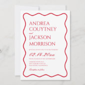 Wavy Rode en Witte Valentijnse bruiloft Kaart (Voorkant)