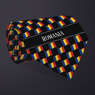 Wavy Roemenië Vlag Patroon Stropdas