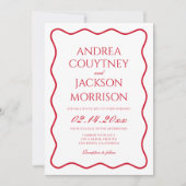 Wavy rood en roze bruiloft thema kaart (Voorkant)