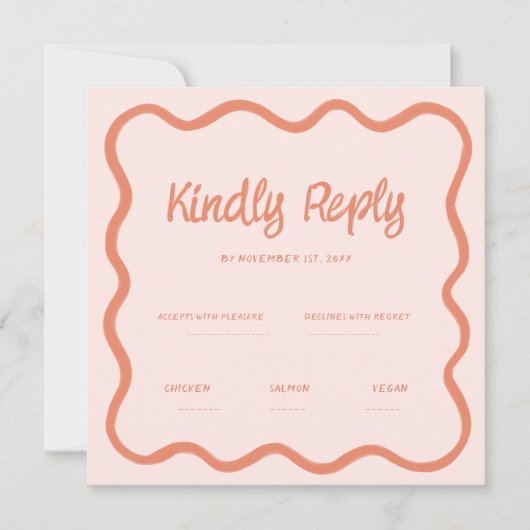 Wavy roze rode handschriftherretro Weddenschap Rsv Kaart (Voorkant)