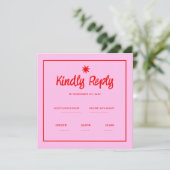 Wavy roze rode handschriftherretro Weddenschap Rsv Kaart (Staand voorkant)