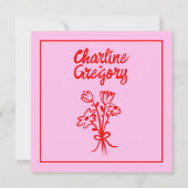 Wavy roze rode handschriftherretro Weddenschap Rsv Kaart (Achterkant)