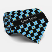 Wavy Saint Lucia Vlag Patroon Stropdas (Opgerold)