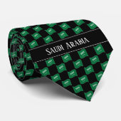 Wavy Saudi Arabia Flag Pattern  Stropdas (Opgerold)