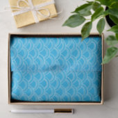 Wavy Scallops Pattern White Blue Tissuepapier (Geschenk)