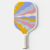 Wavy Stripe Monogram 80s Personalized Initials Pickleball Paddle (Achterkant)