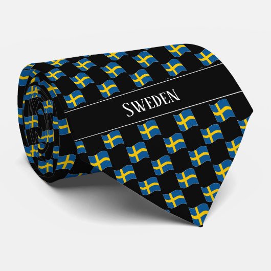 Wavy Sweden Flag Pattern  Stropdas (Opgerold)