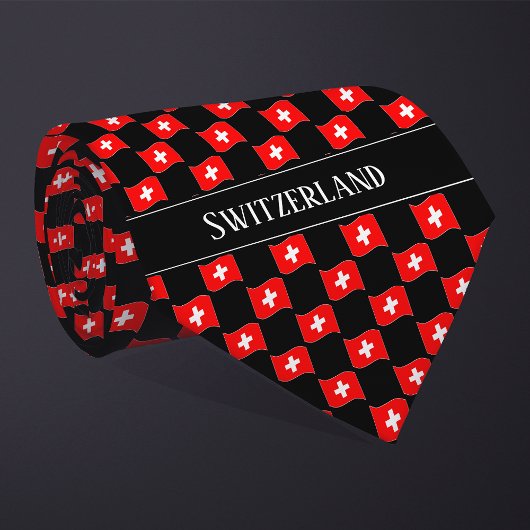 Wavy Switzerland Flag Pattern  Stropdas