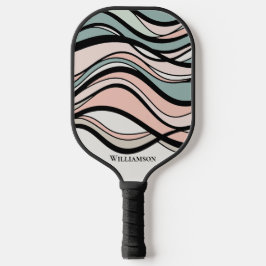 Wavy Tans Geometrische Grafische Monogram Koolstof Pickleball Paddle